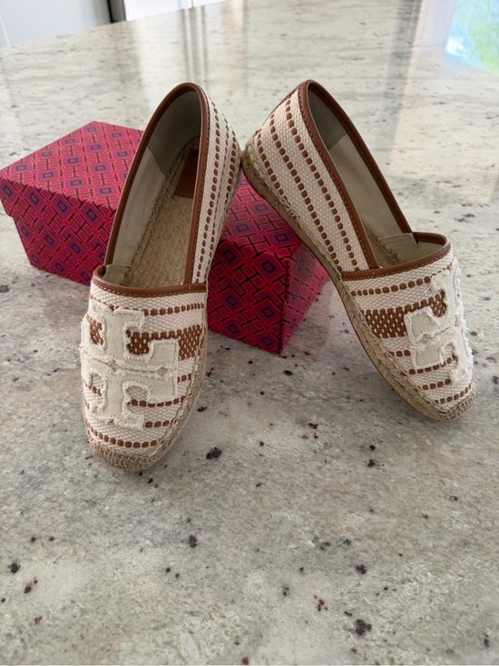 Tory Burch Shoes - Tory Burch Natural and Tan Espadrille Flats